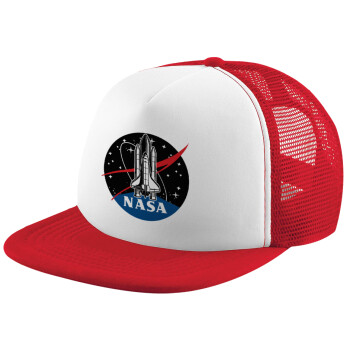 NASA Badge, Καπέλο Ενηλίκων Soft Trucker με Δίχτυ Red/White (POLYESTER, ΕΝΗΛΙΚΩΝ, UNISEX, ONE SIZE)
