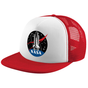 NASA Badge, Καπέλο παιδικό Soft Trucker με Δίχτυ ΚΟΚΚΙΝΟ/ΛΕΥΚΟ (POLYESTER, ΠΑΙΔΙΚΟ, ONE SIZE)