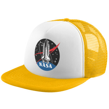 NASA Badge, Καπέλο Ενηλίκων Soft Trucker με Δίχτυ Κίτρινο/White (POLYESTER, ΕΝΗΛΙΚΩΝ, UNISEX, ONE SIZE)