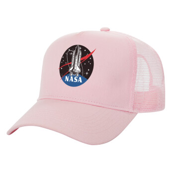 NASA Badge, Καπέλο Ενηλίκων Structured Trucker, με Δίχτυ, ΡΟΖ (100% ΒΑΜΒΑΚΕΡΟ, ΕΝΗΛΙΚΩΝ, UNISEX, ONE SIZE)