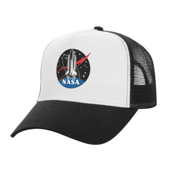 NASA Badge, Καπέλο Ενηλίκων Structured Trucker, με Δίχτυ, ΛΕΥΚΟ/ΜΑΥΡΟ (100% ΒΑΜΒΑΚΕΡΟ, ΕΝΗΛΙΚΩΝ, UNISEX, ONE SIZE)