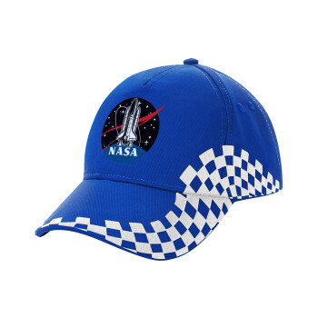 NASA Badge, Καπέλο Ενηλίκων Ultimate ΜΠΛΕ RACING, (100% ΒΑΜΒΑΚΕΡΟ DRILL, ΕΝΗΛΙΚΩΝ, UNISEX, ONE SIZE)