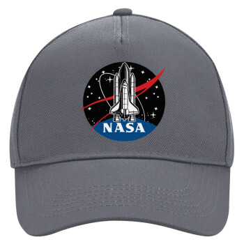 NASA Badge, Ultimate Adult Hat Grey, (100% COTTON DRILL, ADULT, UNISEX, ONE SIZE)