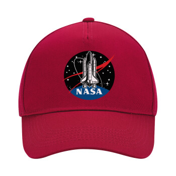 NASA Badge, Adult Ultimate Hat RED, (100% COTTON DRILL, ADULT, UNISEX, ONE SIZE)