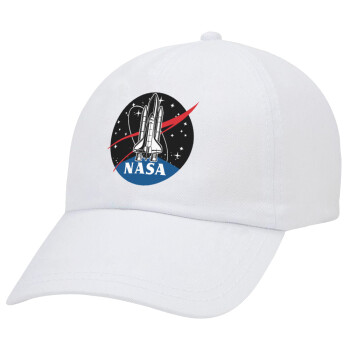 NASA Badge, Καπέλο Ενηλίκων Baseball Λευκό 5-φύλλο (POLYESTER, ΕΝΗΛΙΚΩΝ, UNISEX, ONE SIZE)