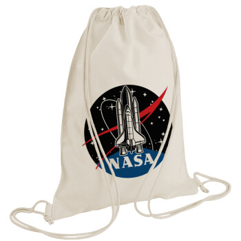 NASA Badge, Τσάντα πλάτης πουγκί GYMBAG natural (28x40cm)