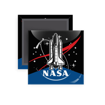 NASA Badge, Μαγνητάκι ψυγείου τετράγωνο διάστασης 5x5cm