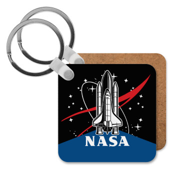 NASA Badge, Μπρελόκ Ξύλινο τετράγωνο MDF