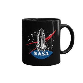 NASA Badge, Κούπα Μαύρη, κεραμική, 330ml