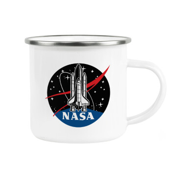 NASA Badge, Metallic enamel cup white 360ml