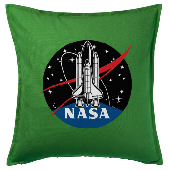 NASA Badge, Sofa cushion Green 50x50cm includes filling