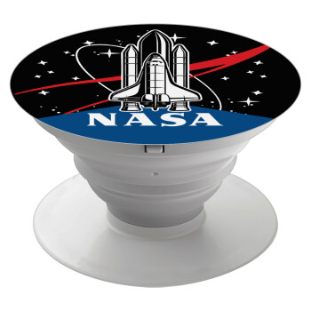 NASA Badge, Phone Holders Stand  White Hand-held Mobile Phone Holder