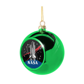 NASA Badge, Green Christmas tree ornament ball 8cm