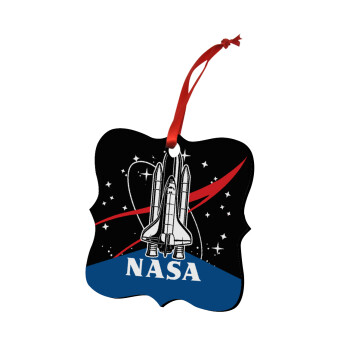 NASA Badge, Στολίδι Χριστουγεννιάτικο στολίδι polygon ξύλινο 7.5cm