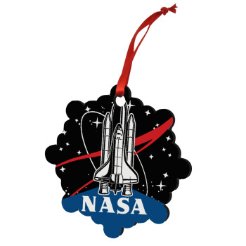 NASA Badge, Στολίδι Χριστουγεννιάτικο στολίδι snowflake ξύλινο 7.5cm