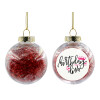 Transparent Christmas tree ball ornament with red filling 8cm