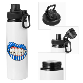 Ελληνική σημαία lips, Metal water bottle with safety cap, aluminum 850ml