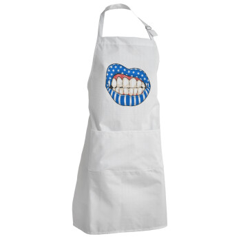 Ελληνική σημαία lips, Adult Chef Apron (with sliders and 2 pockets)