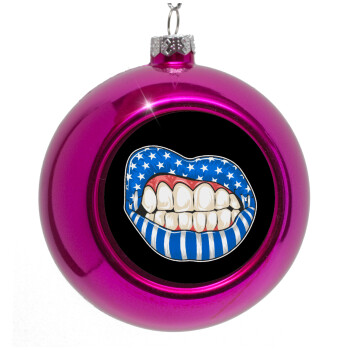 Ελληνική σημαία lips, Purple Christmas tree ornament bauble 8cm