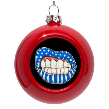 Ελληνική σημαία lips, Red Christmas tree ornament bauble 8cm