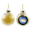 Transparent Christmas tree ball ornament with gold filling 8cm