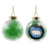 Transparent Christmas tree ball ornament with green filling 8cm