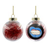 Transparent Christmas tree ball ornament with red filling 8cm