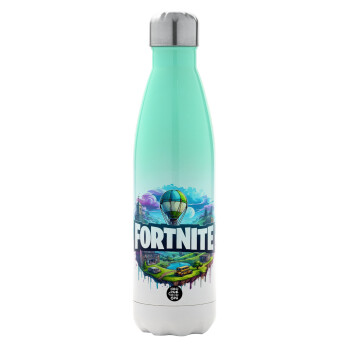Fortnite land, Metal mug thermos Green/White (Stainless steel), double wall, 500ml