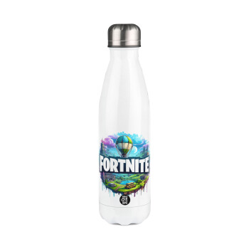 Fortnite land, Metal mug thermos White (Stainless steel), double wall, 500ml