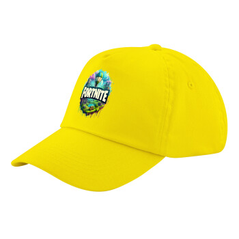 Fortnite land, Child's Baseball Cap, 100% Cotton Twill, Yellow (COTTON, CHILD, UNISEX, ONE SIZE)