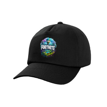 Fortnite land, Καπέλο παιδικό Baseball, 100% Βαμβακερό,  Μαύρο
