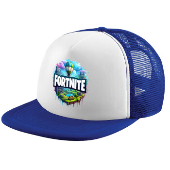 Fortnite land, Καπέλο παιδικό Soft Trucker με Δίχτυ ΜΠΛΕ/ΛΕΥΚΟ (POLYESTER, ΠΑΙΔΙΚΟ, ONE SIZE)