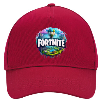 Fortnite land, Adult Ultimate Hat RED, (100% COTTON DRILL, ADULT, UNISEX, ONE SIZE)