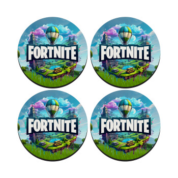 Fortnite land, SET of 4 round wooden coasters (9cm)
