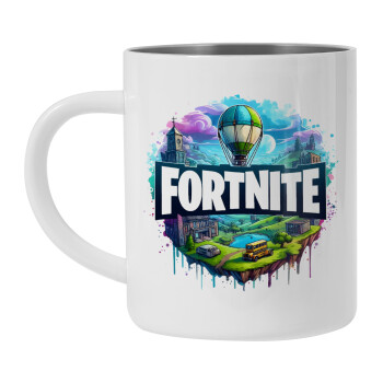 Fortnite land, Mug Stainless steel double wall 450ml