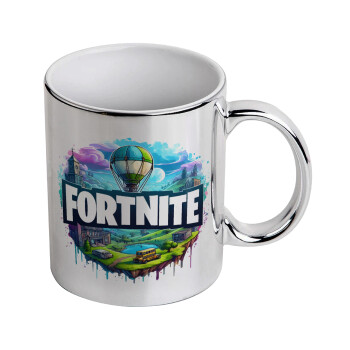 Fortnite land, Mug ceramic, silver mirror, 330ml