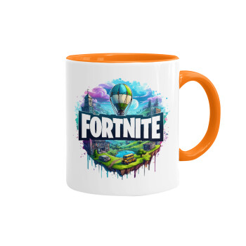 Fortnite land, Mug colored orange, ceramic, 330ml