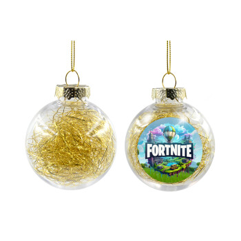 Fortnite land, Transparent Christmas tree ball ornament with gold filling 8cm