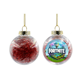 Fortnite land, Χριστουγεννιάτικη μπάλα δένδρου διάφανη με κόκκινο γέμισμα 8cm