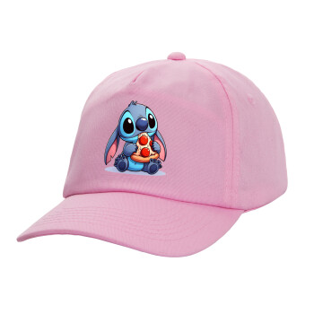 Stitch Pizza, Adult Baseball Cap, 100% Cotton, PINK (COTTON, ADULT, UNISEX, ONE SIZE)