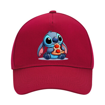 Stitch Pizza, Adult Ultimate Hat RED, (100% COTTON DRILL, ADULT, UNISEX, ONE SIZE)