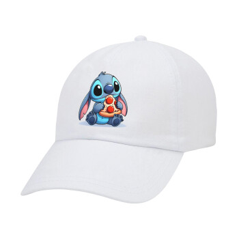 Stitch Pizza, Καπέλο Ενηλίκων Baseball Λευκό 5-φύλλο (POLYESTER, ΕΝΗΛΙΚΩΝ, UNISEX, ONE SIZE)