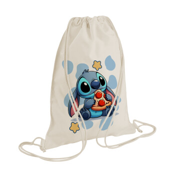 Stitch Pizza, Backpack bag GYMBAG natural (28x40cm)