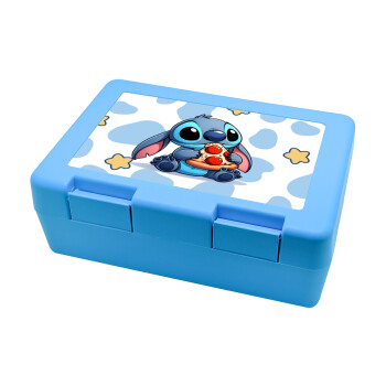 Stitch Pizza, Children's cookie container LIGHT BLUE 185x128x65mm (BPA free plastic)