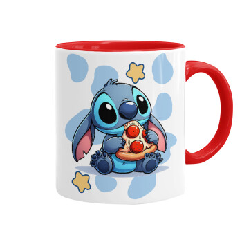 Stitch Pizza, Mug colored red, ceramic, 330ml