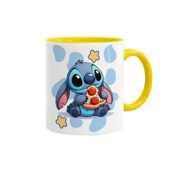 Stitch Pizza, Mug colored yellow, ceramic, 330ml