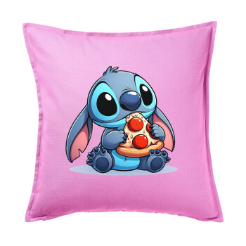 Stitch Pizza, Sofa cushion Pink 50x50cm includes filling