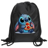 Backpack pouch GYMBAG Black, with pocket (40x48cm) & thick cords