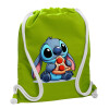 Backpack bag GYMBAG LIME GREEN, with pocket (40x48cm) & thick cords