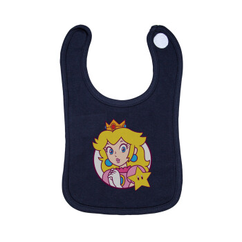 Princess Peach, Σαλιάρα με Σκρατς 100% Organic Cotton Μπλε (0-18 months)